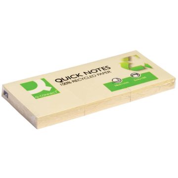 Foglietti riposizionabili Q-Connect 100% materiale riciclato 65 g/m² giallo 38x51 mm 12 blocchetti da 100 ff - KF22367