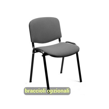 Sedia visitatore 4 gambe Unisit Dado D5S acciaio nero - rivestimento fili di luce - grigio scuro Cf. 2 pz - D5S/2/F14