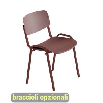 Sedia visitatore in PPL 4 gambe Milk Unisit bordeaux MKPS/BD