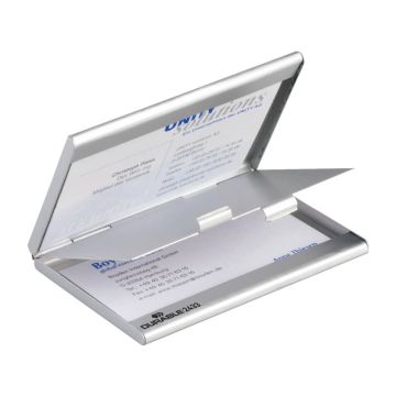 Portabiglietti da visita Durable BUSINESS CARD BOX DUO alluminio argento metallizz. fino a 10 biglietti - 243323