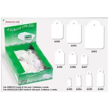 Etichette con filo Lebez - 28x43mm - bianco 500 Etichette Con Filo A391
