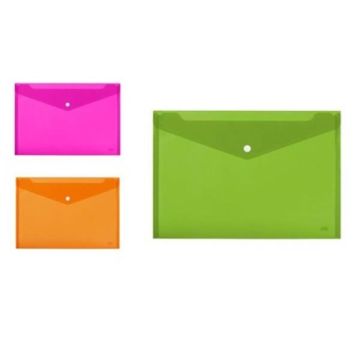 Buste con bottone Lebez in PP 24x18 cm - conf. 5 pezzi - colori fluo - 80439