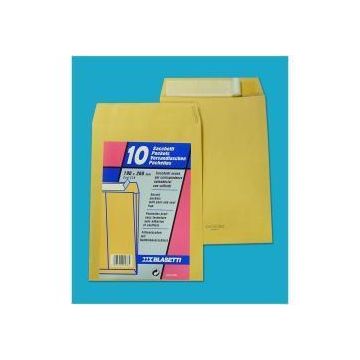 Blasetti 10 Buste A Sacco Avana 250X353X40Mm Con Soffietti E Strip Monodex