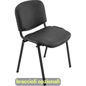 Sedia visitatore 4 gambe Unisit Dado D5S acciaio nero - rivestimento similpelle nero Conf. 2 pezzi - D5S/2/KN