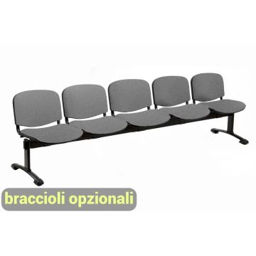 Panca 5 posti attesa Unisit Dado D55P - rivestimento ignifugo grigio scuro D55P/IT