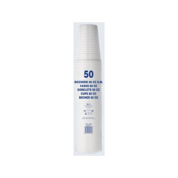 Bicchieri monouso Dopla Professional 80 ml polistirene bianco conf.50 - 42107