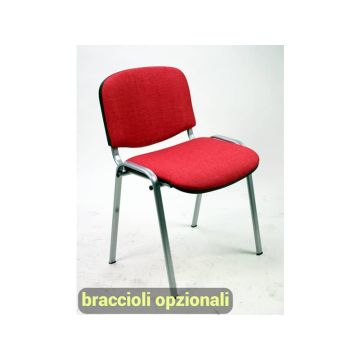 Sedia visitatore 4 gambe Unisit Dado D5C acciaio cromato - rivestimento eco rosso - Conf. 2 pezzi - D5C/2/ER
