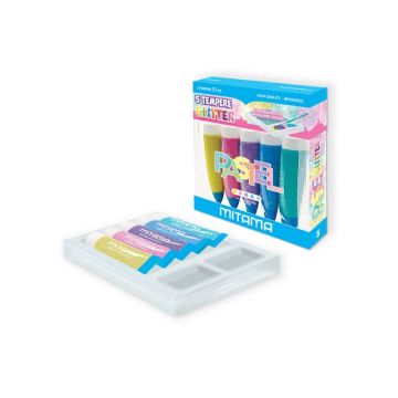 Tempera Mitama Più Lavabile - colori glitter assortiti - conf. 5 tubetti da 21 ml - 62879