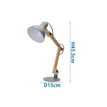 Lampada da scrivania pieghevole legno E27 Aigostar grigia 218188