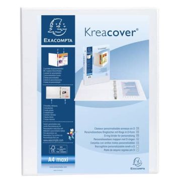 Raccoglitore personalizzabile Exacompta A4 maxi Kreacover bianco 4 anelli a D 25 mm - 51946E