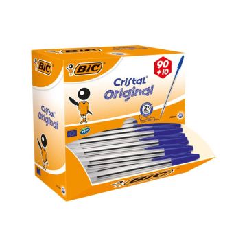 Penne a sfera BIC Cristal M 1 mm blu value pack 90+10 - 942910