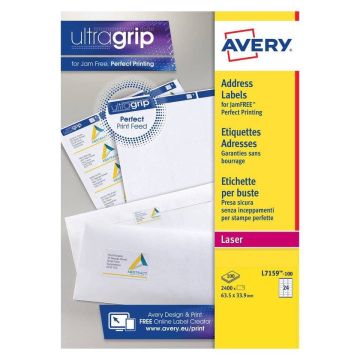 Etichette bianche per indirizzi AVERY Ultragrip™ 63,5x33,9 mm 100 fogli - L7159-100