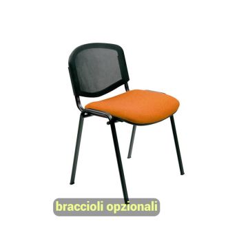 Sedia visitatore 4 gambe Unisit Dado D5N schienale in rete - rivestimento eco arancione - Conf. 2 pezzi - D5N/2/EA