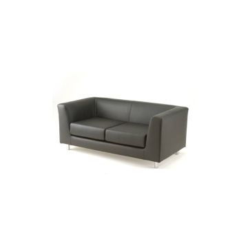 Divano attesa a 2 posti Unisit Quad QD2 schienale fisso - rivestimento tessuto similpelle nero - QD2/KN