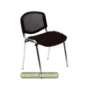 Sedia visitatore a 4 gambe Unisit Dado D5CN schienale in rete - rivestimento Eco nero - conf. 2 pezzi - D5CN/2/EN