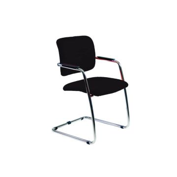 Sedia visitatore con slitta Unisit Lithium LTLT struttura cromata - rivest. pelle nero - impilabile LTLT/PN