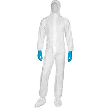 Tute da lavoro DELTA PLUS con cappuccio elasticizzata monouso - chiusura con zip PPL bianco - L - DT115GT