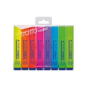 Evidenziatori Tratto Video 1-5 mm - assortiti - busta in Pet riciclato da 8 pezzi assortiti - 832100