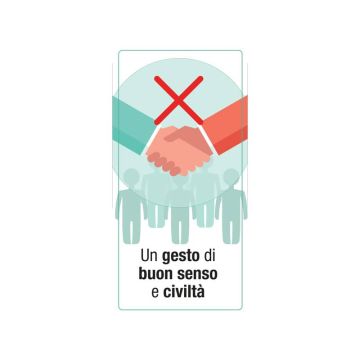 Adesivo segnaletico "Un gesto di buon senso e civiltà" (logo vietata stretta di mano) 15x30 cm multicolore - 30027