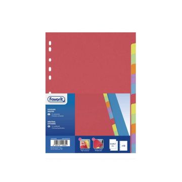 Divisore in cartoncino ELBA 12 tacche neutre colorate 21x29,7 cm assortiti 100204882