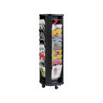 Portariviste rotante Paperflow 40 scomparti trasparenti per A4 - 44x44x148,5 cm metallo nero - K502731