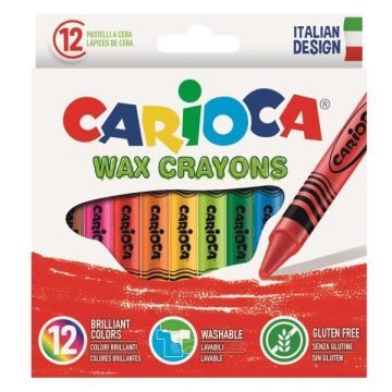 Pastelli a cera Carioca Wax Crayons punta 8 mm - conf. da 12 colori assortiti - 42365