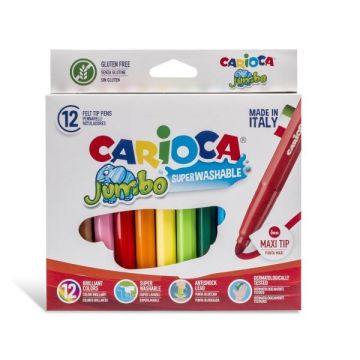 Pennarelli superlavabili Carioca Jumbo - conf. da 12 colori assortiti - 40569