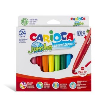 Pennarelli superlavabili Carioca Jumbo - conf. da 24 colori assortiti - 40570