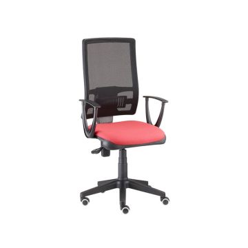 Sedia operativa girevole Unisit Nereide NDA schienele in rete - rivestimento Eco rosso - con braccioli - NDA/BRTM/ER