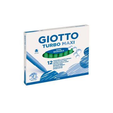 Pennarello GIOTTO Turbo Maxi punta grossa in fibra 5 mm verde chiaro Conf. 12 pezzi - 456018