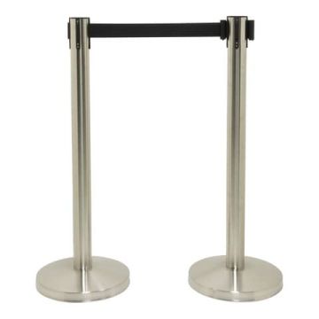 Set di 2 colonne segnapercorso Securit 93x33x33 cm con retrattile nero 210 cm - acciaio inox grigio-nero - RS-RT-LW-CH