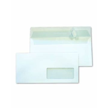 Busta Blasetti Super Strip bianca - 90 g/m 11x23 cm - con finestra e lembo strip - conf. 500 pz - 0148