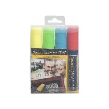 Pennarelli a gesso liquido Securit a punta grande 7-15 mm assortiti set da 4 pennarelli - SMA720-V4