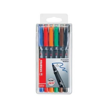 Penne Stabilo OHPen universal Medio (M) 1 mm assortiti astuccio da 6 - 843/6