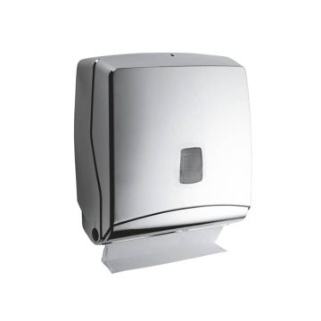 Mini distributore di carta asciugamani QTS Sterling - capacità 300 fazzoletti - 28,5x14,5x30 cm argento - STE-FO2/SS