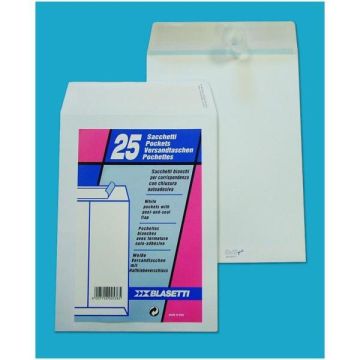 Blasetti 25 Buste A Sacco Bianco 300X400Mm 100Gr C/Strip Self