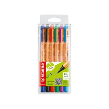 Penne con punta in fibra Stabilo GREENpoint 0,8 mm assortiti astuccio da 6 - 6088/6