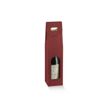 Scatola - 1 bottiglia - 9 x 9 x 38,5 cm - cartone seta - bordeaux - Scotton