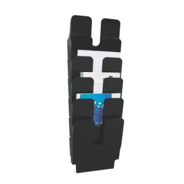 Espositore da parete DURABLE FLEXIPLUS 6 comparti A4 polistirolo nero 24,7x10x108 cm - 1700008061