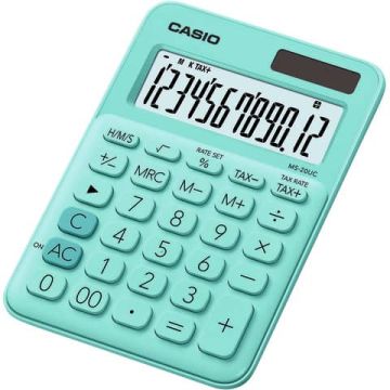 Calcolatrice da tavolo CASIO solare o batteria - 12 cifre - Verde MS-20UC-GN