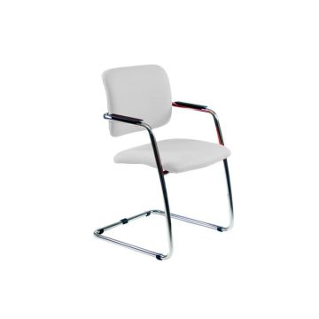 Sedia visitatore con slitta Unisit Lithium LTLT struttura cromata - rivest. similpelle bianco impilabile LTLT/KQ