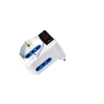 Adattatore di rete spina 10A 2 prese 10/16A bipasso + 1 presa schuko/bipasso MKC bianco - 492519356