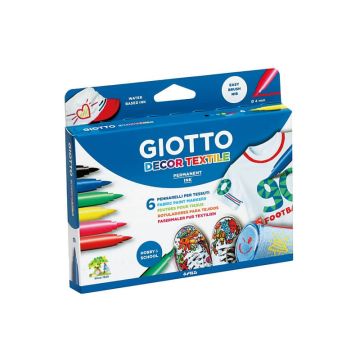 Pennarelli per tessuti GIOTTO Decor Textile tratto fine 1-3 mm assortiti astuccio da 6 - 494800