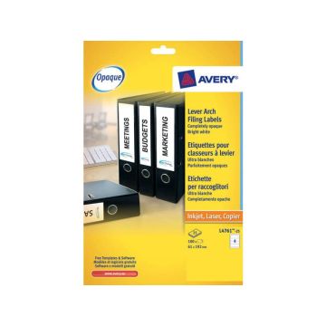 Etichette per raccoglitori Avery 192x61mm bianco Laser 4 et./foglio Conf. 25 fogli - L4761-25