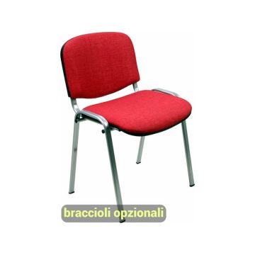 Sedia visitatore 4 gambe Unisit Dado D5G acciaio grigio - rivestimento eco rosso - Conf. 2 pezzi - D5G/2/ER