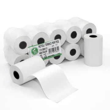 Rotoli per POS Rotolificio Pugliese Exclusive carta termica 57 mm x D.E. 38 mm foro 12 mm cf. 10 - NBA 5718-D38NV