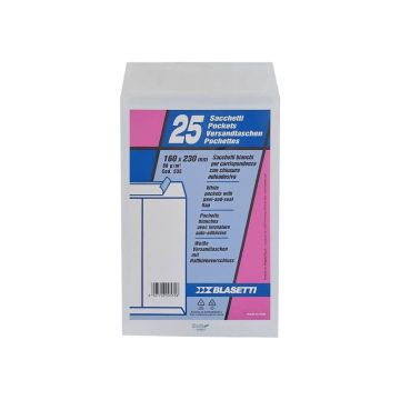 BLASETTI 25 BUSTE A SACCO BIANCO 160X230MM 80GR C/STRIP SELF