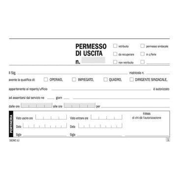 Blocco permessi di uscita flex 17,3x9,9 cm - 50x2 copie autoricalcanti 1626C0000