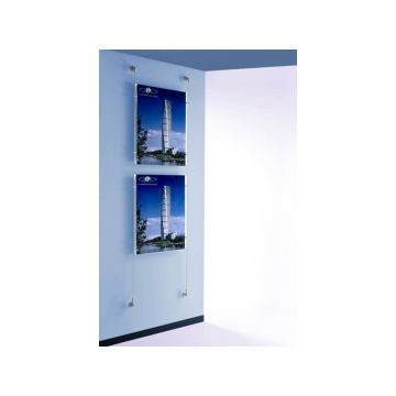 Sistema a cavetto per 2 pannelli porta-avvisi Tecnostyl in acril. 50x70cm elem. fiss. allumin. silver - SC215070V
