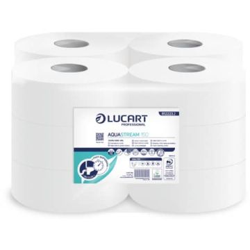 Carta igienica mini jumbo 2 veli Aquastream 150 - conf. 12 rotoli Lucart Professional 150 mt - 812223J